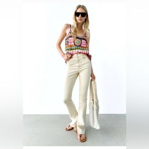 Zara slim flare high rise Jean split hem new with tags